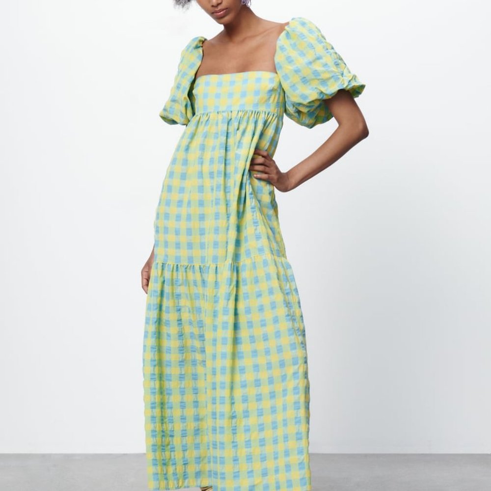 NWT Zara Plaid Midi Dress